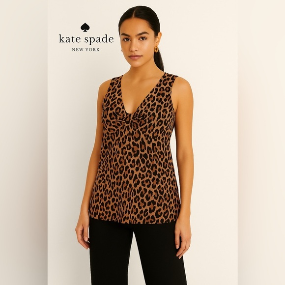Kate spade Leopard Print Sleeveless Top size large - Picture 1 of 3